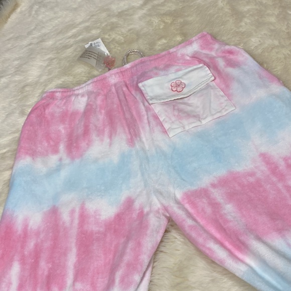 🎀 LoveShackFancy Santinella Tie-dye Joggers XL Pink White Blue - Picture 13 of 17